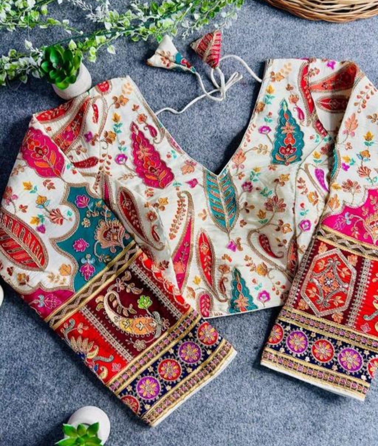 Beautiful designer long sleeves embroidered blouse