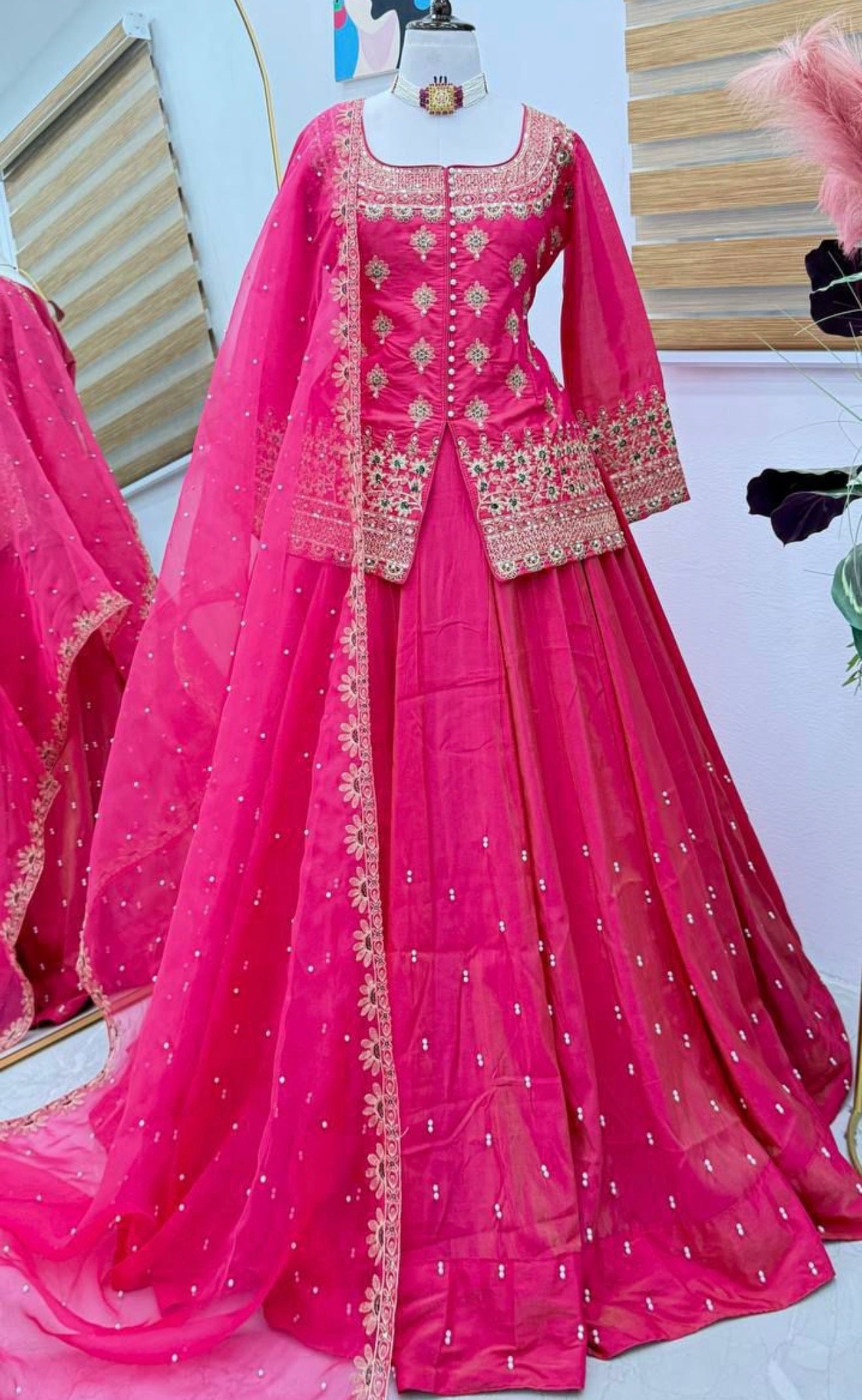 Beautiful designer long top lengha