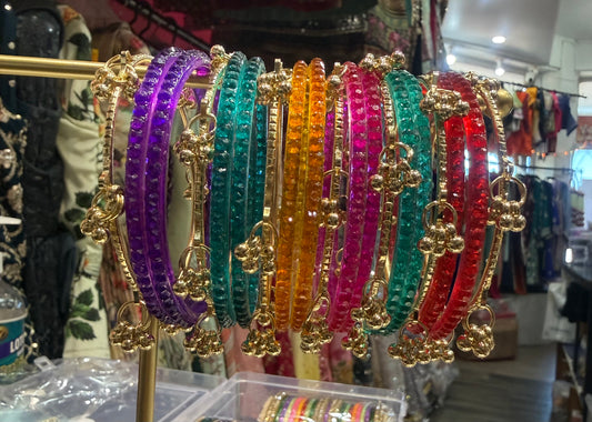 Beautiful designer raindrop glass bangles with Kashmiri bangles