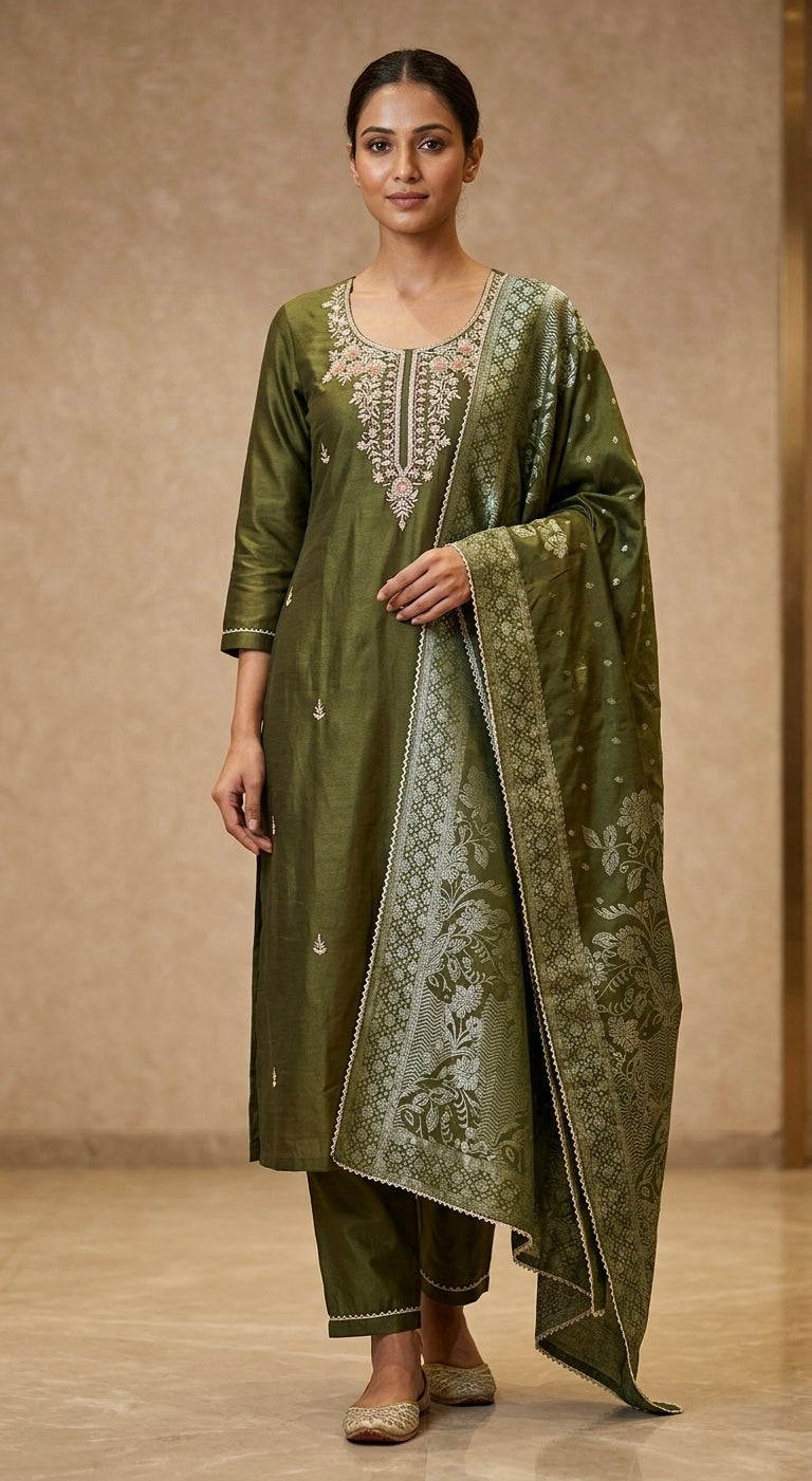 Beautiful designer straight Pakistani suit