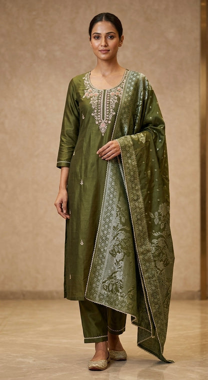 Beautiful designer straight Pakistani suit
