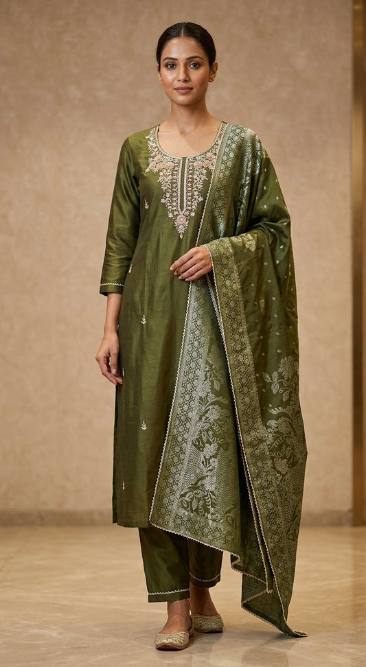 Beautiful designer straight Pakistani suit