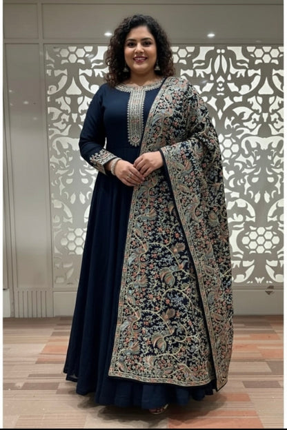 Beautiful designer gown style anarkali suit with heavily embroidery dupptta