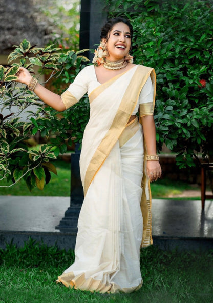 Beautiful designer temple cotton saree