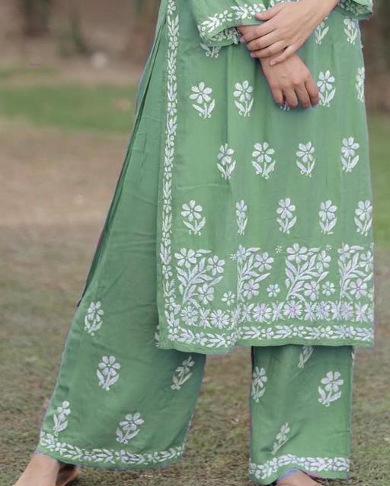 Beautiful designer lucknowi embroidery Kurti plazo