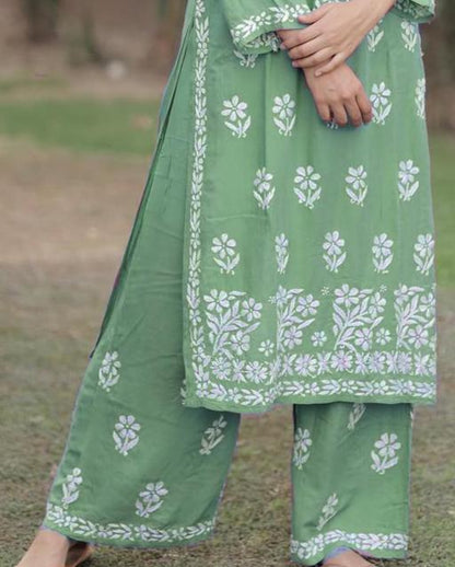 Beautiful designer lucknowi embroidery Kurti plazo