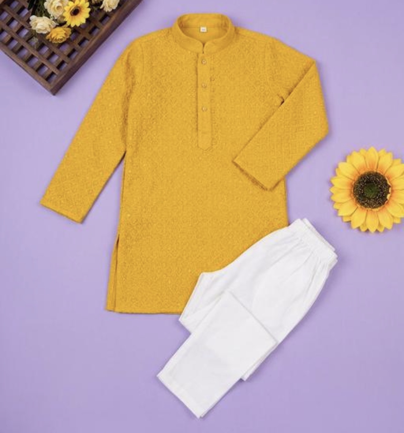 Beautiful designer chikankari kurta pyjama for baby boys