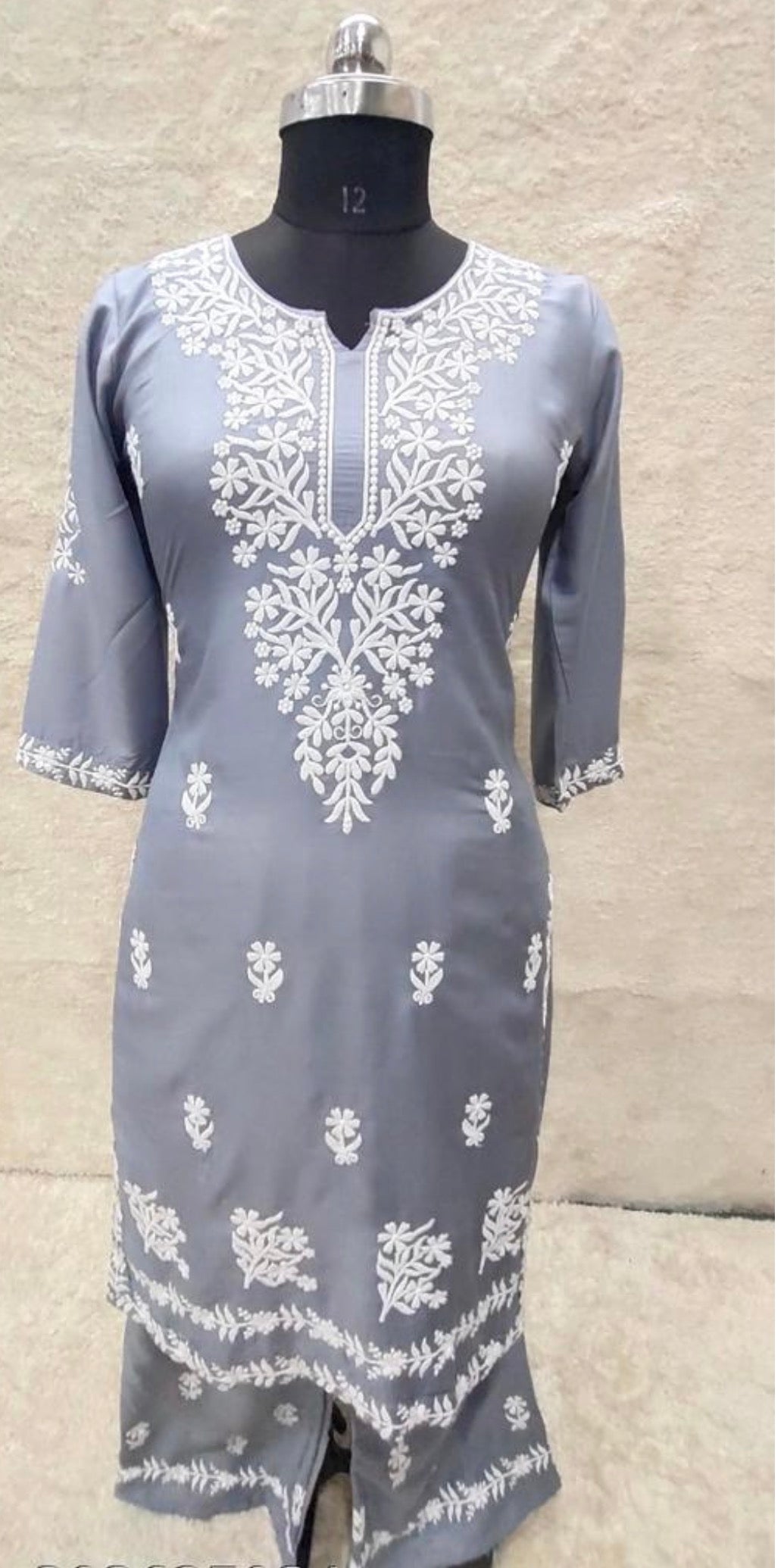 Beautiful designer lucknowi embroidery Kurti plazo