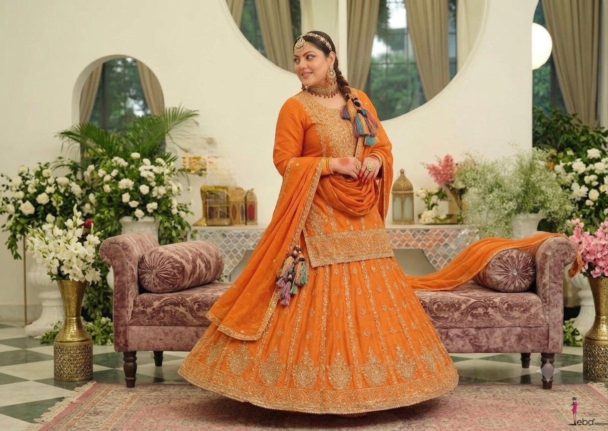 Beautiful designer long top lengha