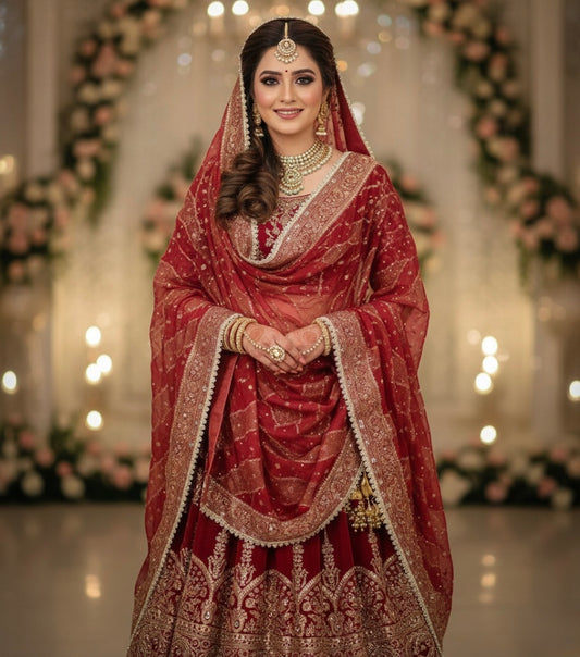 Beautiful designer banarasi silk bridal embroidered duppatta