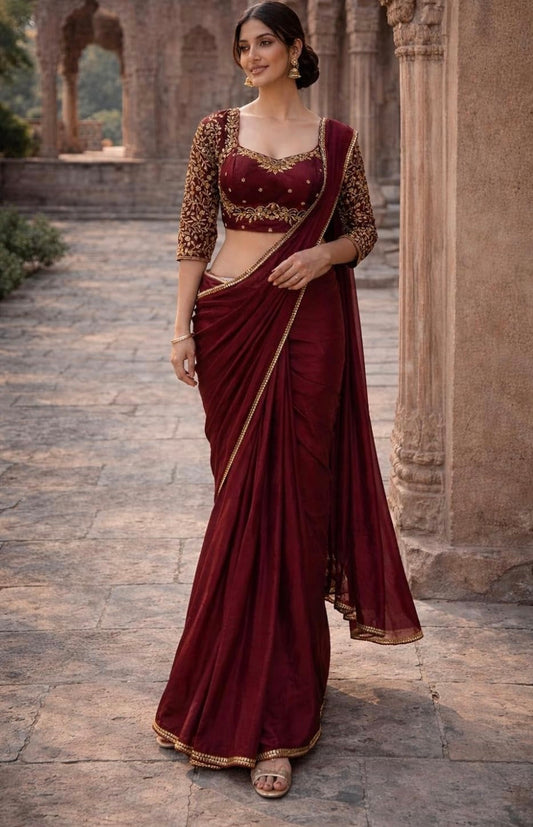Beautiful designer saree with readymade blouse