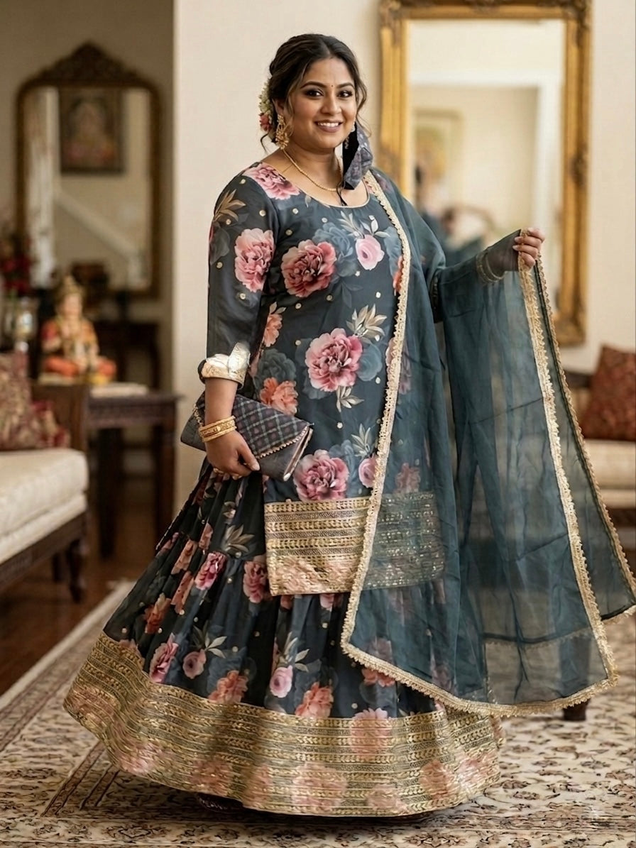 Beautiful designer long top lengha