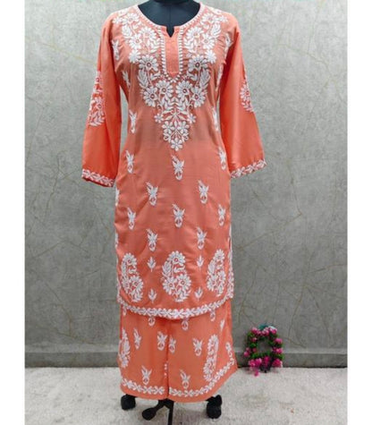 Beautiful designer lucknowi embroidery Kurti plazo