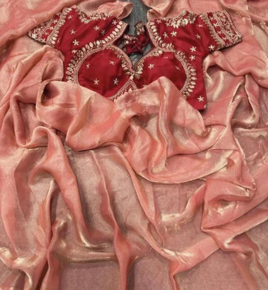 Beautiful designer Jimmy Choo silk saree with readymade blouse