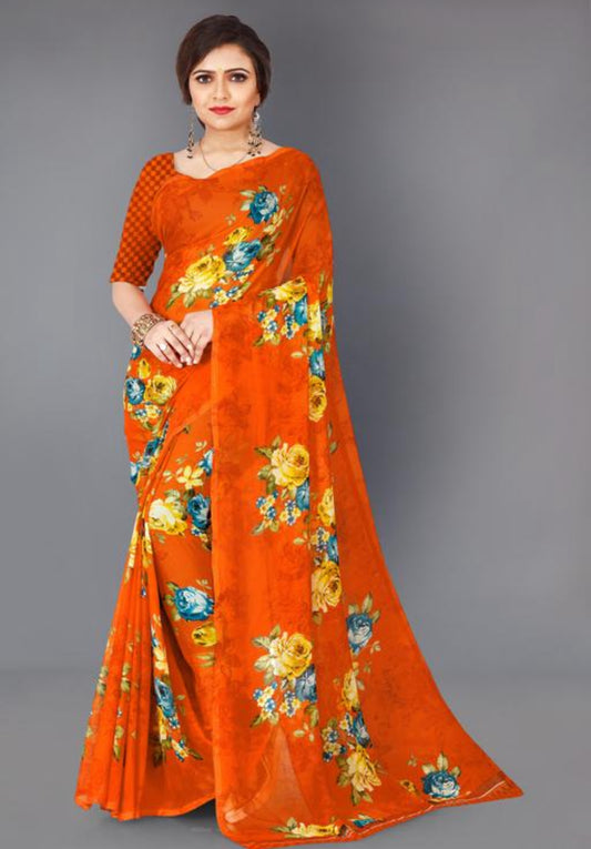 Beautiful designer geogrette floral saree