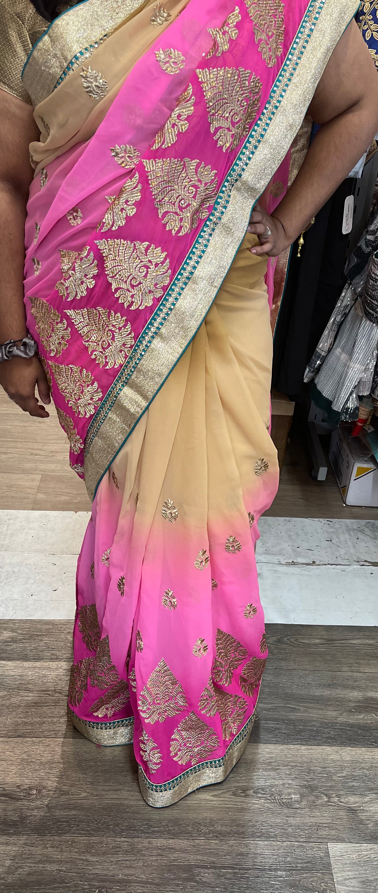 Beautiful designer saree with ready made blouse