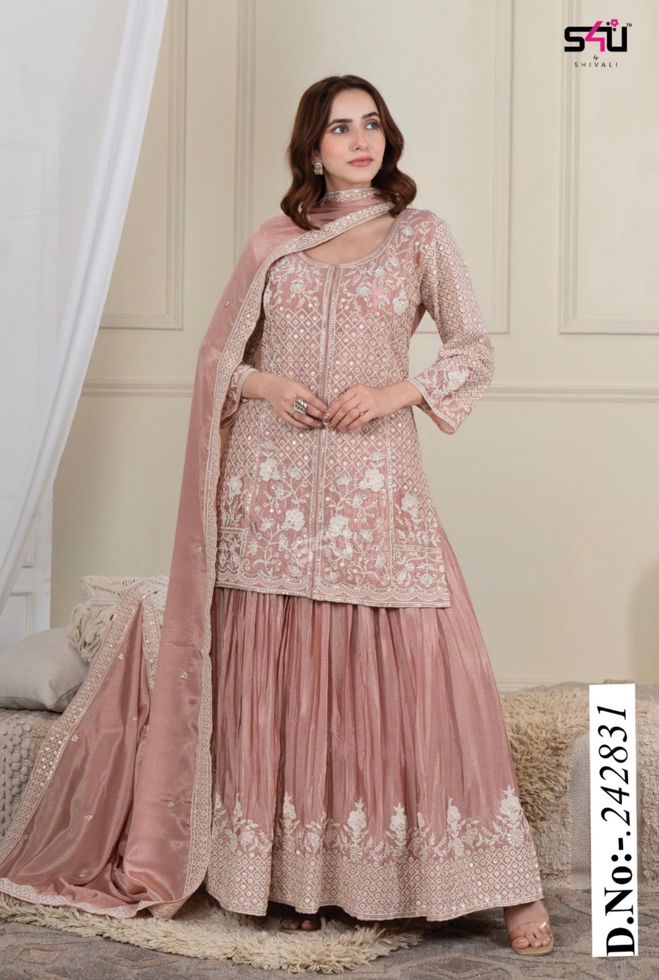 Beautiful designer long top lengha suit