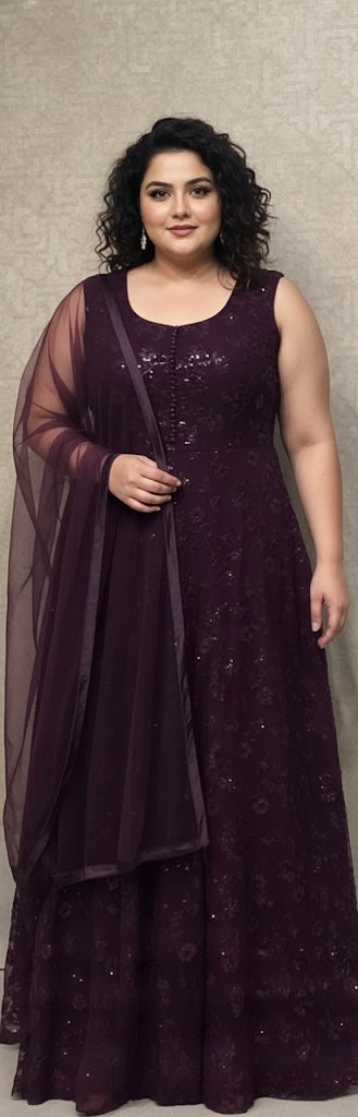 Beautiful designer sequins work gown style anarkali suit