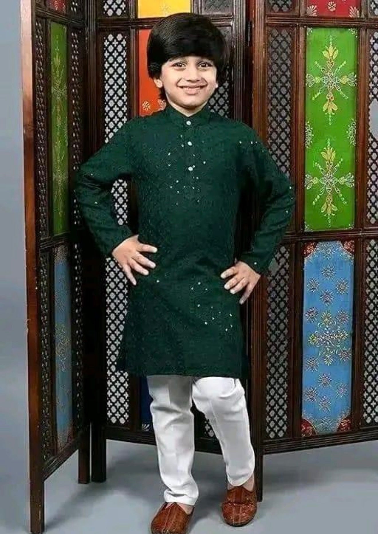 Beautiful designer chikankari kurta pyjama for baby boys