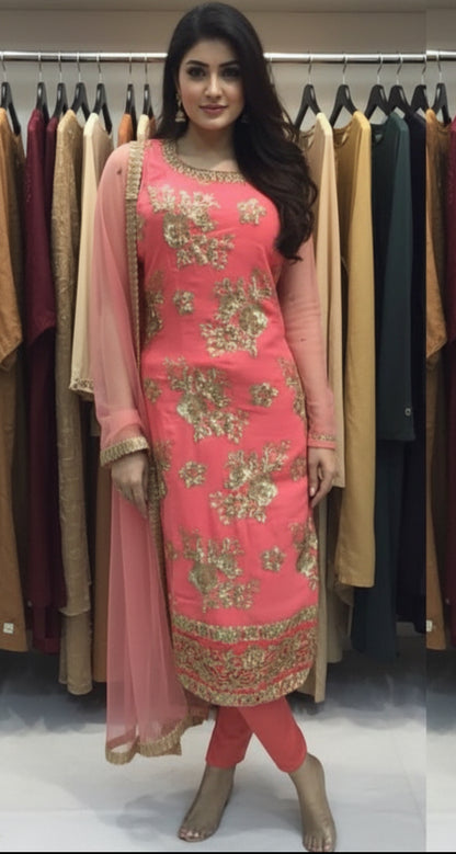 Beautiful designer straight Churidar suit