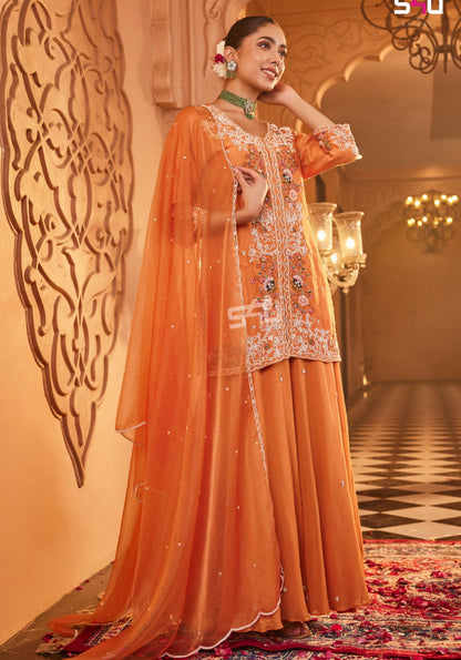 Beautiful designer long top lengha suit