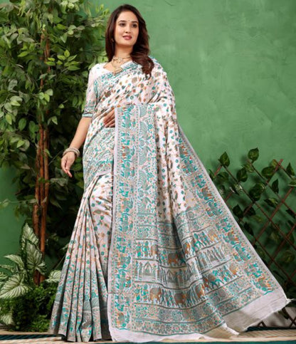 Beautiful designer pashmina banasari silk saree