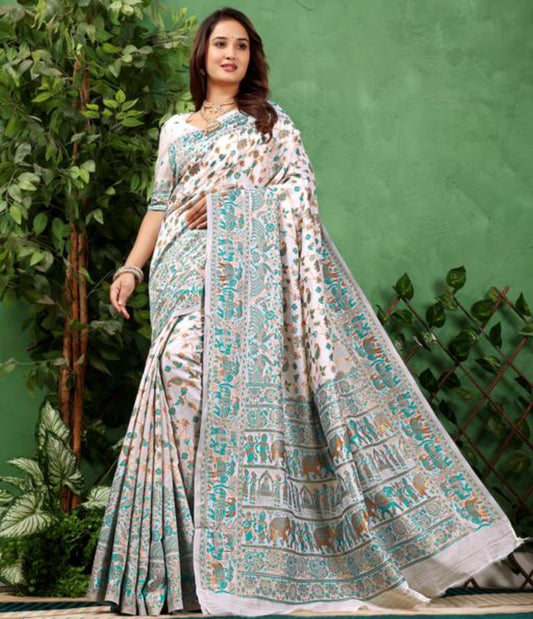 Beautiful designer pashmina banasari silk saree