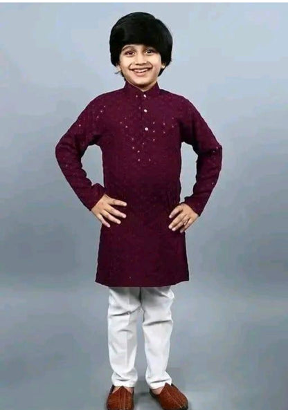 Beautiful designer chikankari kurta pyjama for baby boys