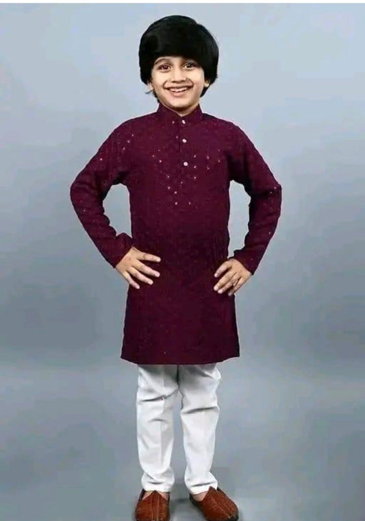 Beautiful designer chikankari kurta pyjama for baby boys