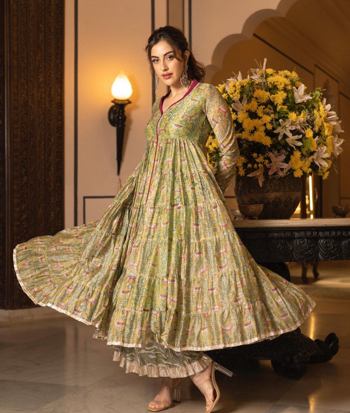 Beautiful designer Soft Chanderi Silk Fabric Readymade anarkhali suit