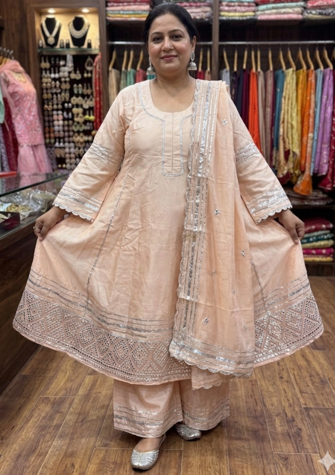 Beautiful designer flare top with farashi salwar suit
