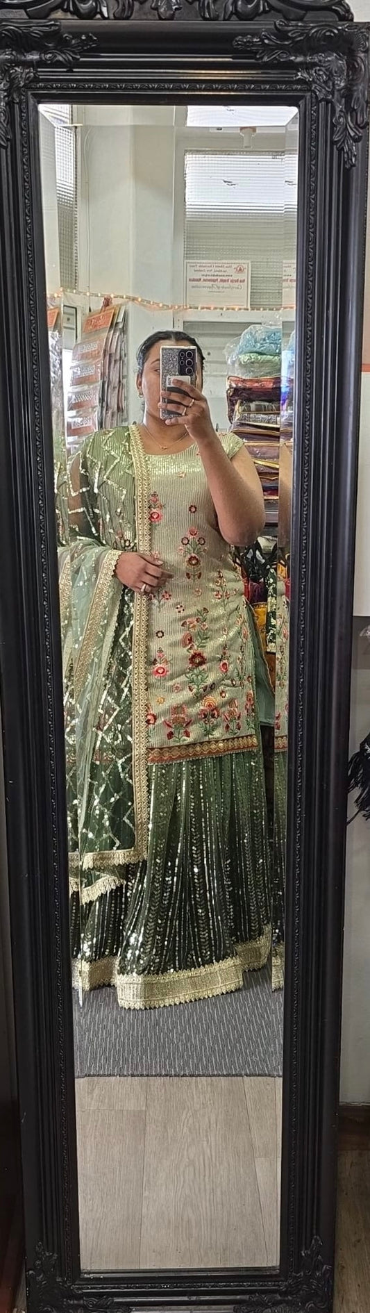 Beautiful designer long top lengha suit