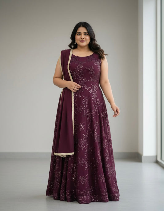 Beautiful designer sequins work indo western gown