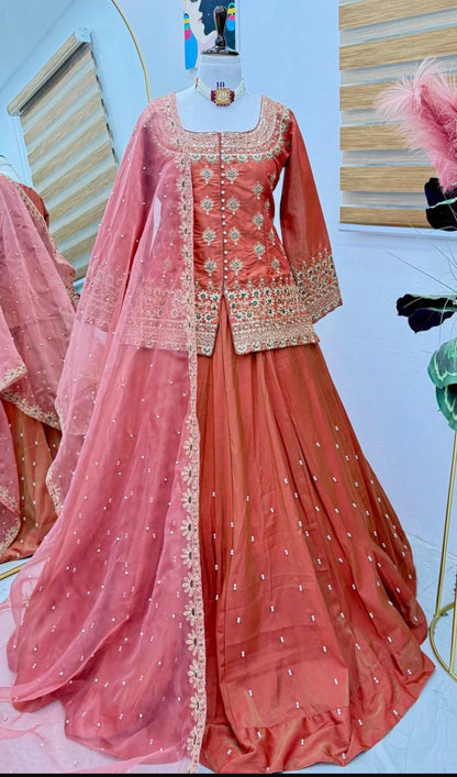 Beautiful designer long top lengha