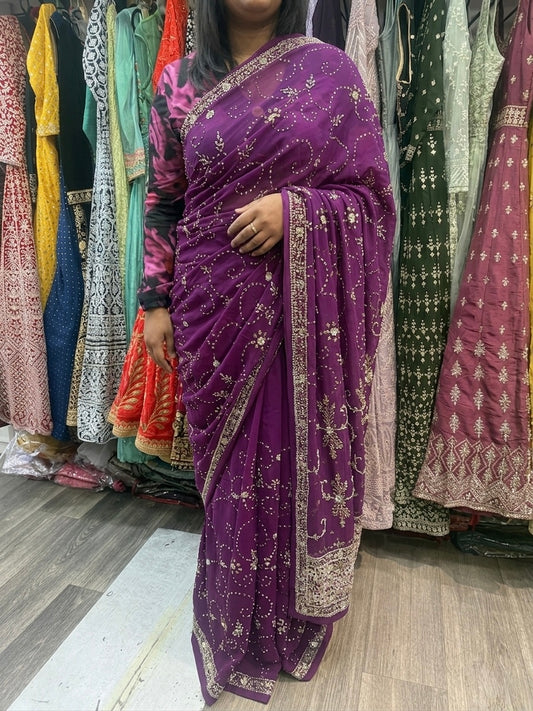 Beautiful designer embroidery saree with readymade blouse