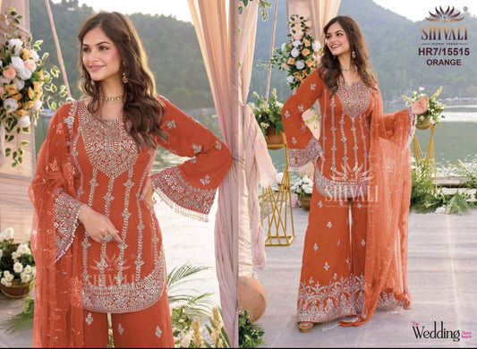 Beautiful designer plazo suit with mirror embroidery