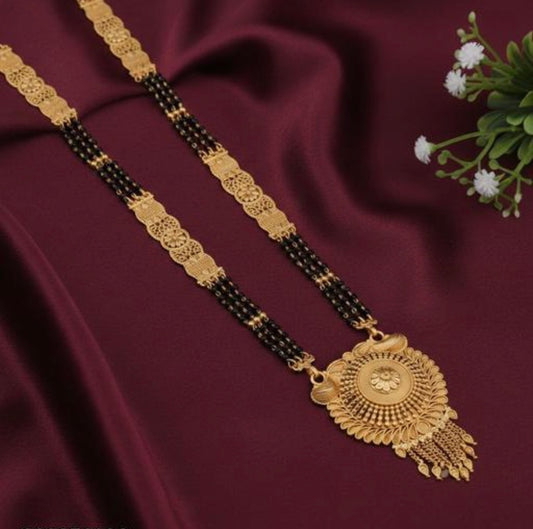 Beautiful designer long length gold plated mangalsutra
