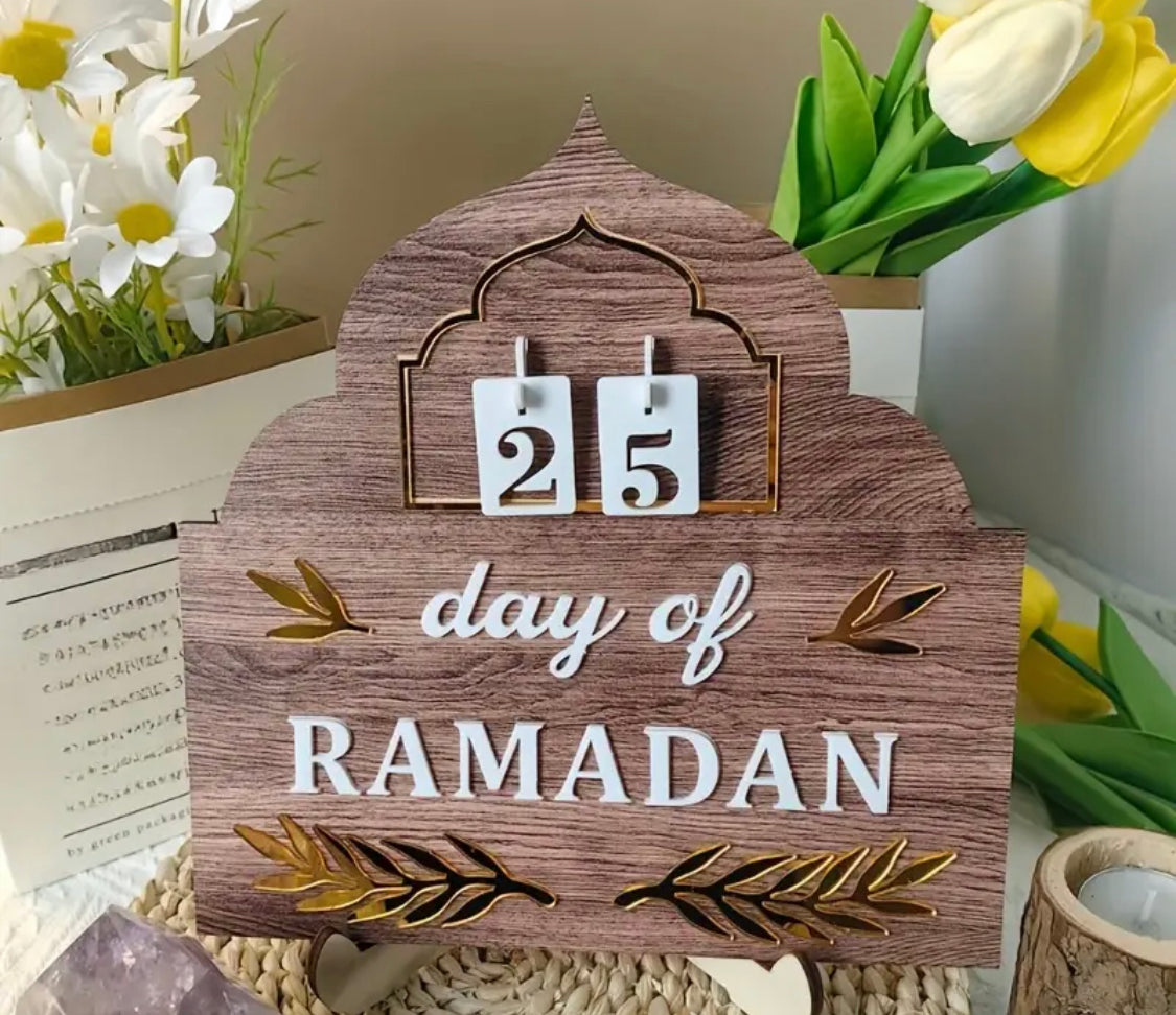 Ramadan Festival Countdown Pendulum Wooden Desktop Decoration Ethnic Style Home Decoration With Bracket To Send A Month Of Numbers