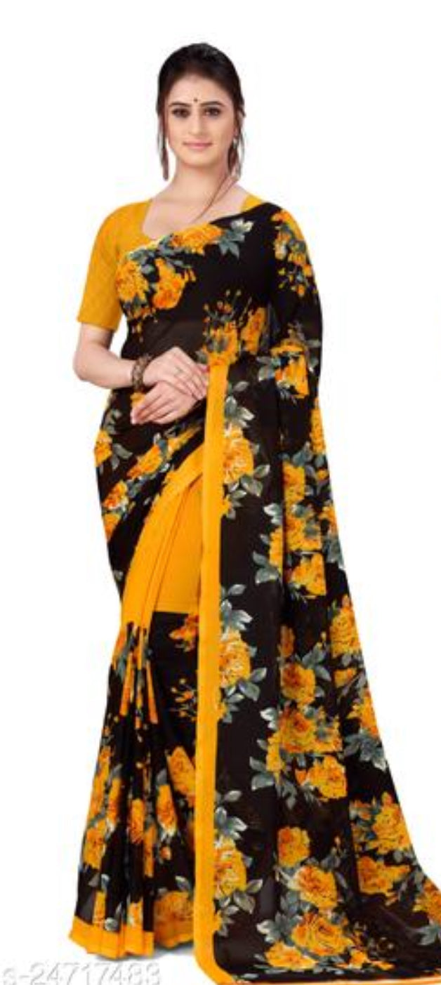 Beautiful designer floral geogrette saree