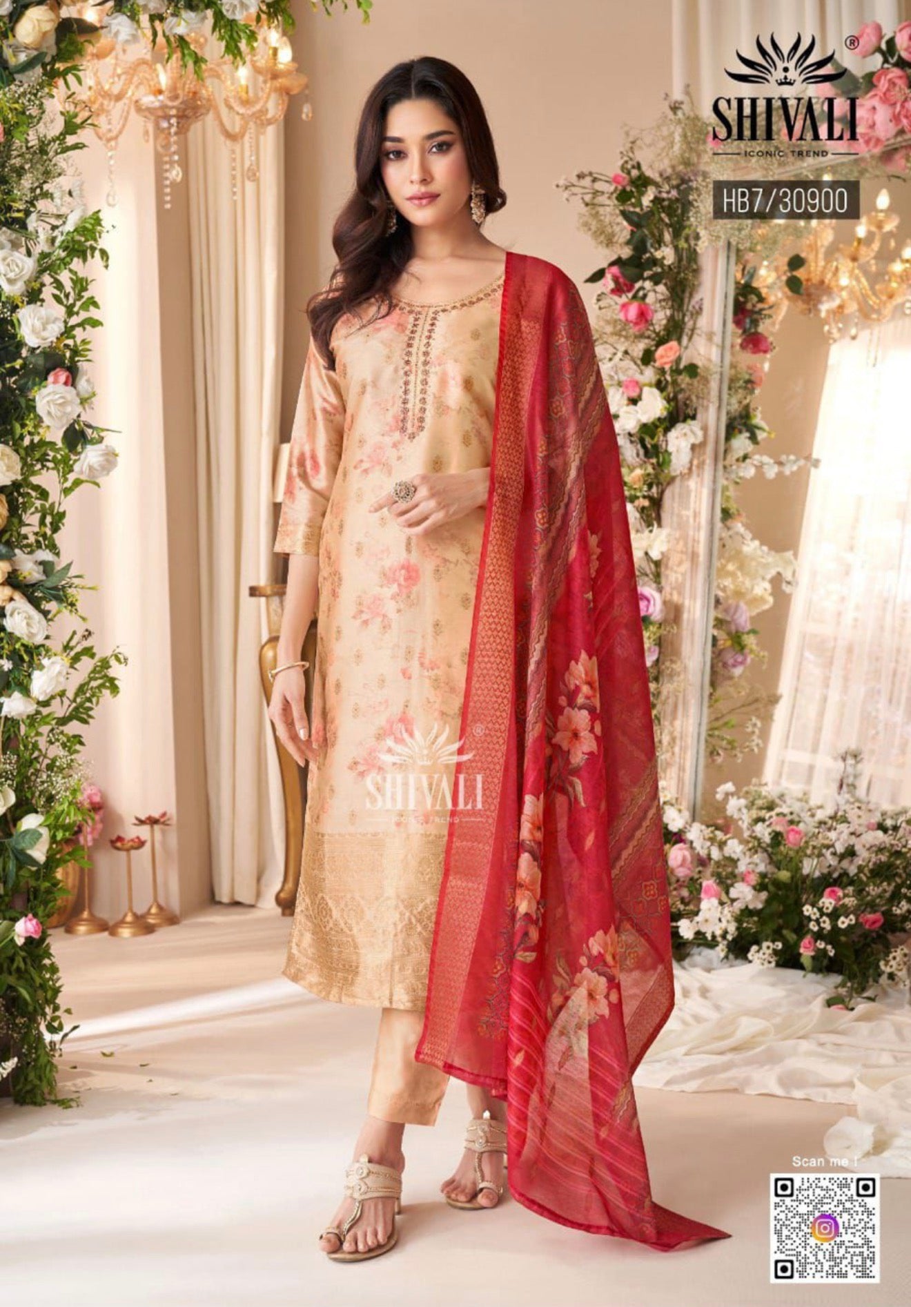 Beautiful designer straight floral suit