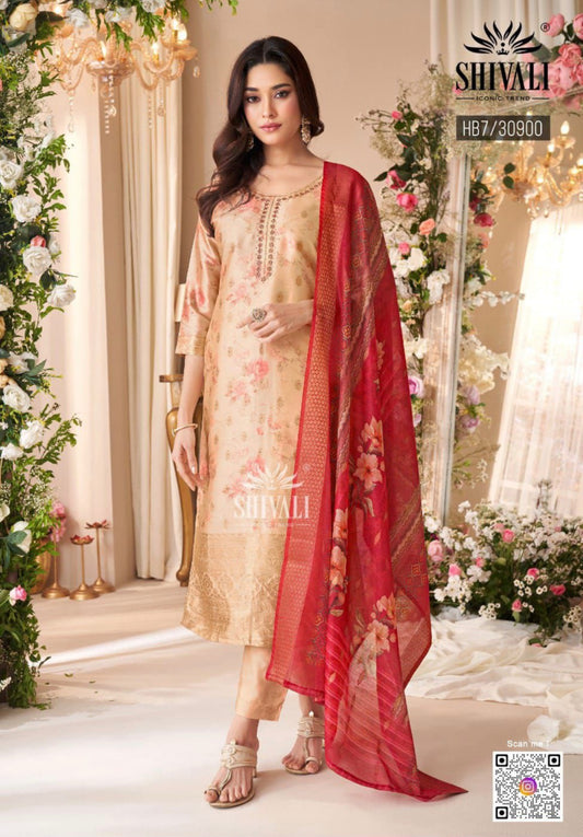 Beautiful designer straight floral suit