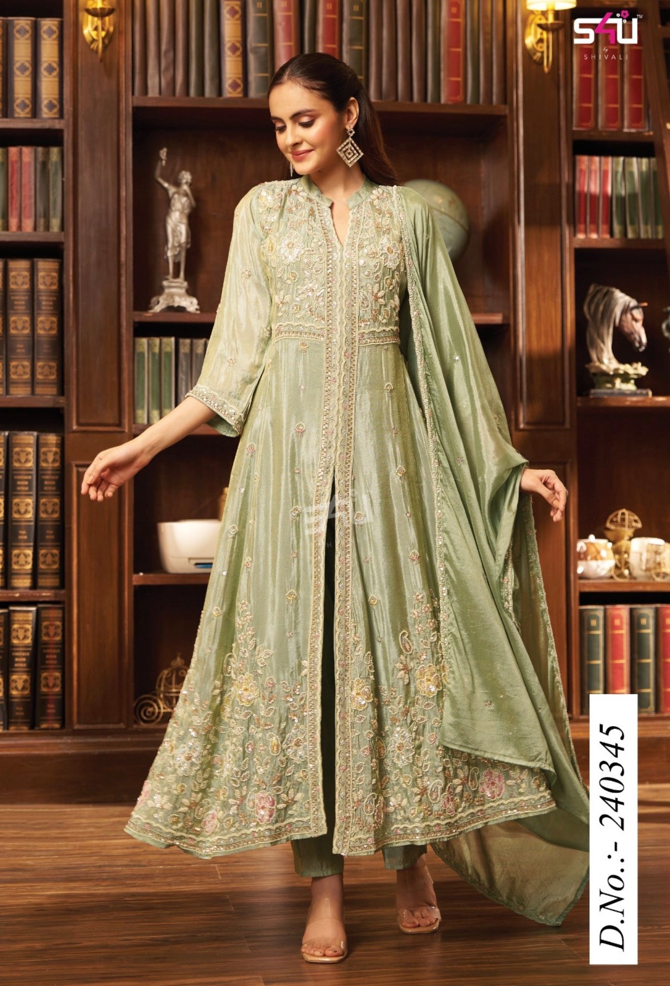 Beautiful designer front open anarkali suit