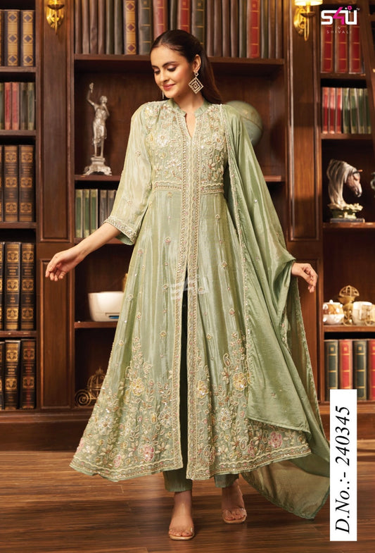 Beautiful designer front open anarkali suit