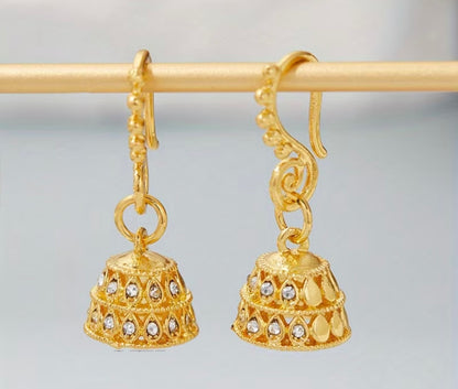 Beautiful designer small gold plated American Daimond jhumki