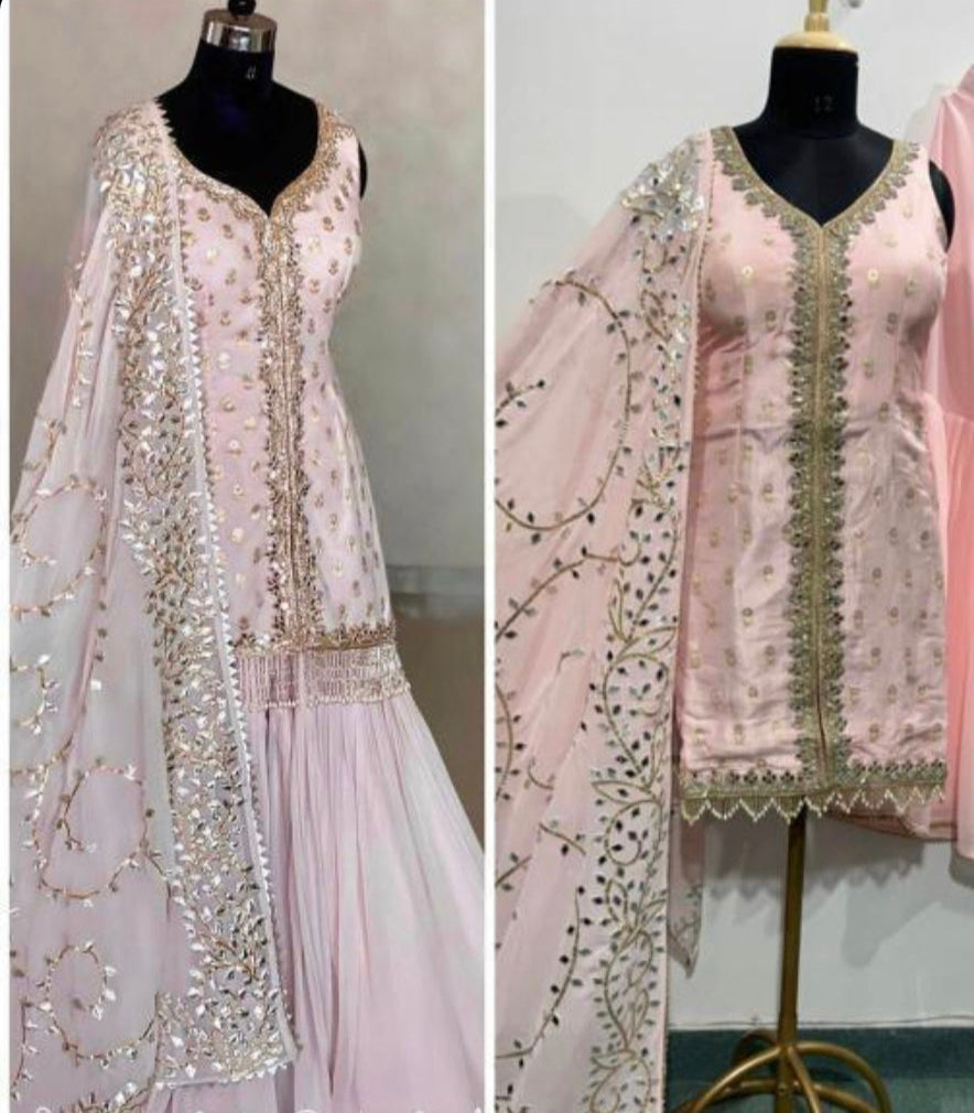 Beautiful designer sharara suit with gota work