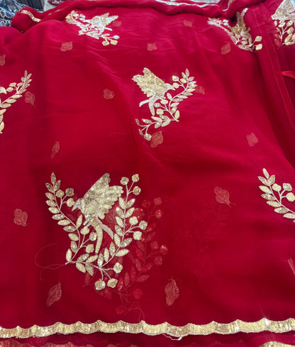 Beautiful designer embroidery chiffon saree