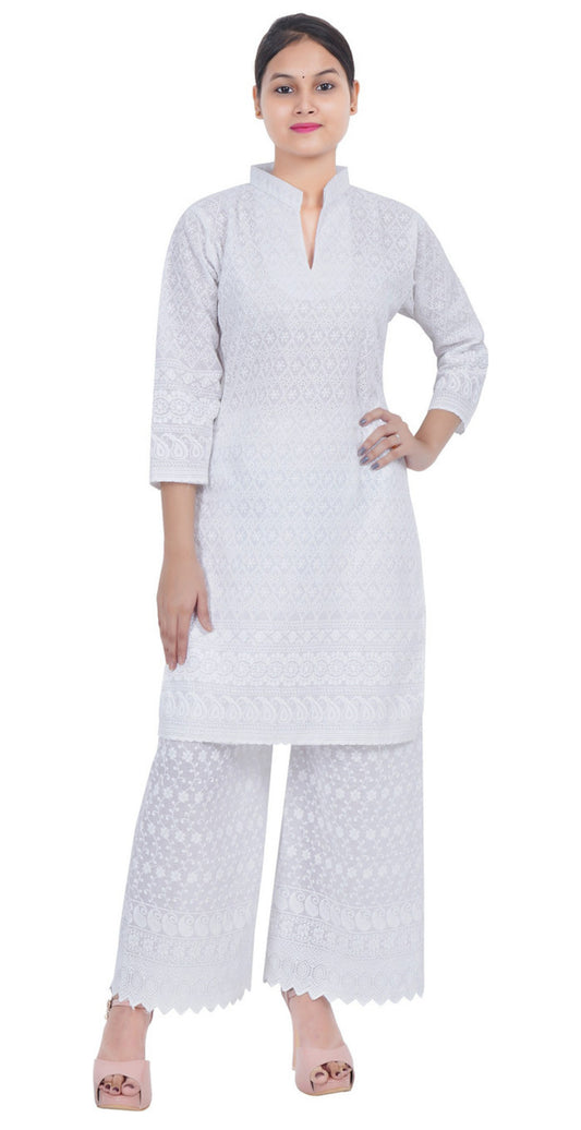 Beautiful designer lucknowi embroidery Kurti plazo