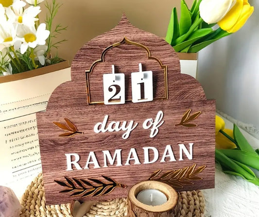 Ramadan Festival Countdown Pendulum Wooden Desktop Decoration Ethnic Style Home Decoration With Bracket To Send A Month Of Numbers