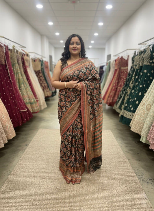 Beautiful designer sequins saree with readymade blouse