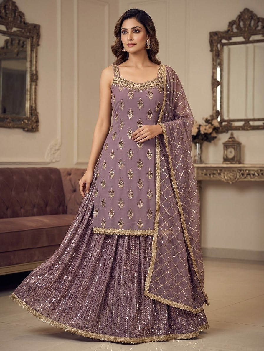 Beautiful designer long top lengha